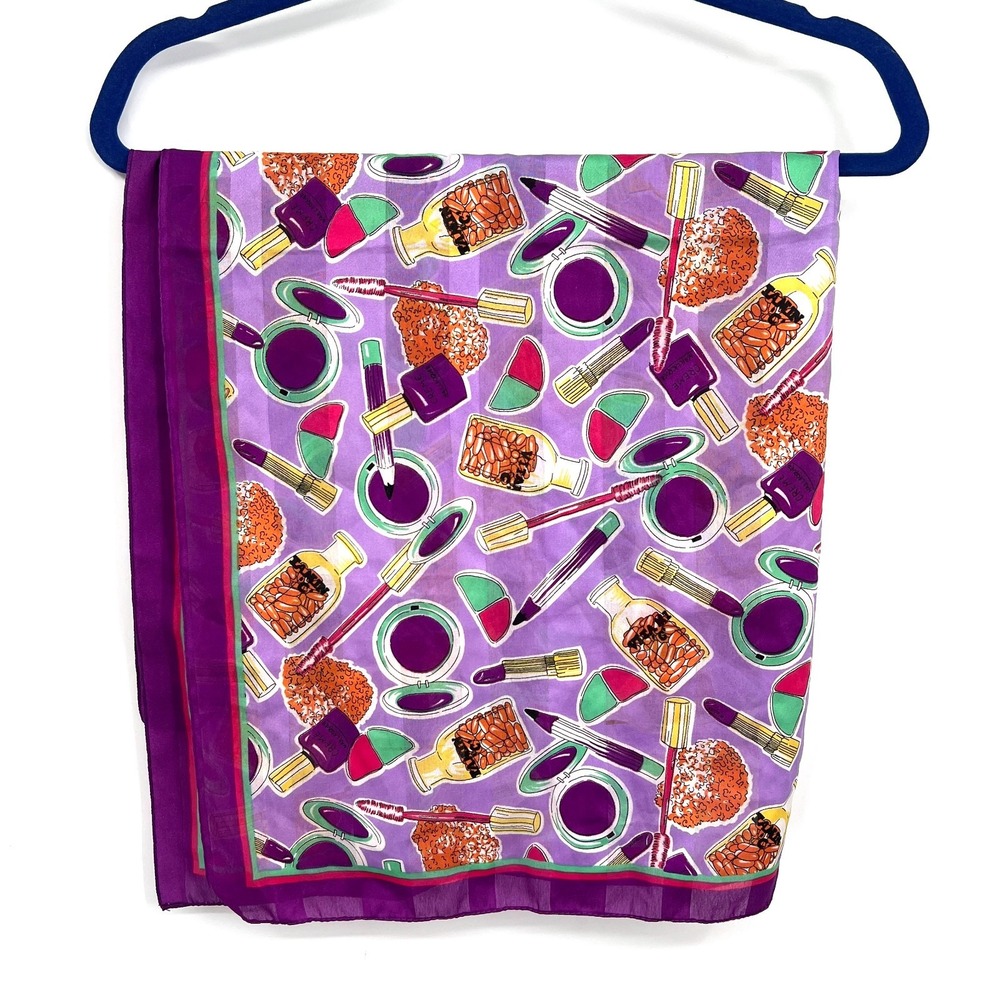 vintage Hentex Novelty print square scarf made in Italy makeup bright colorful